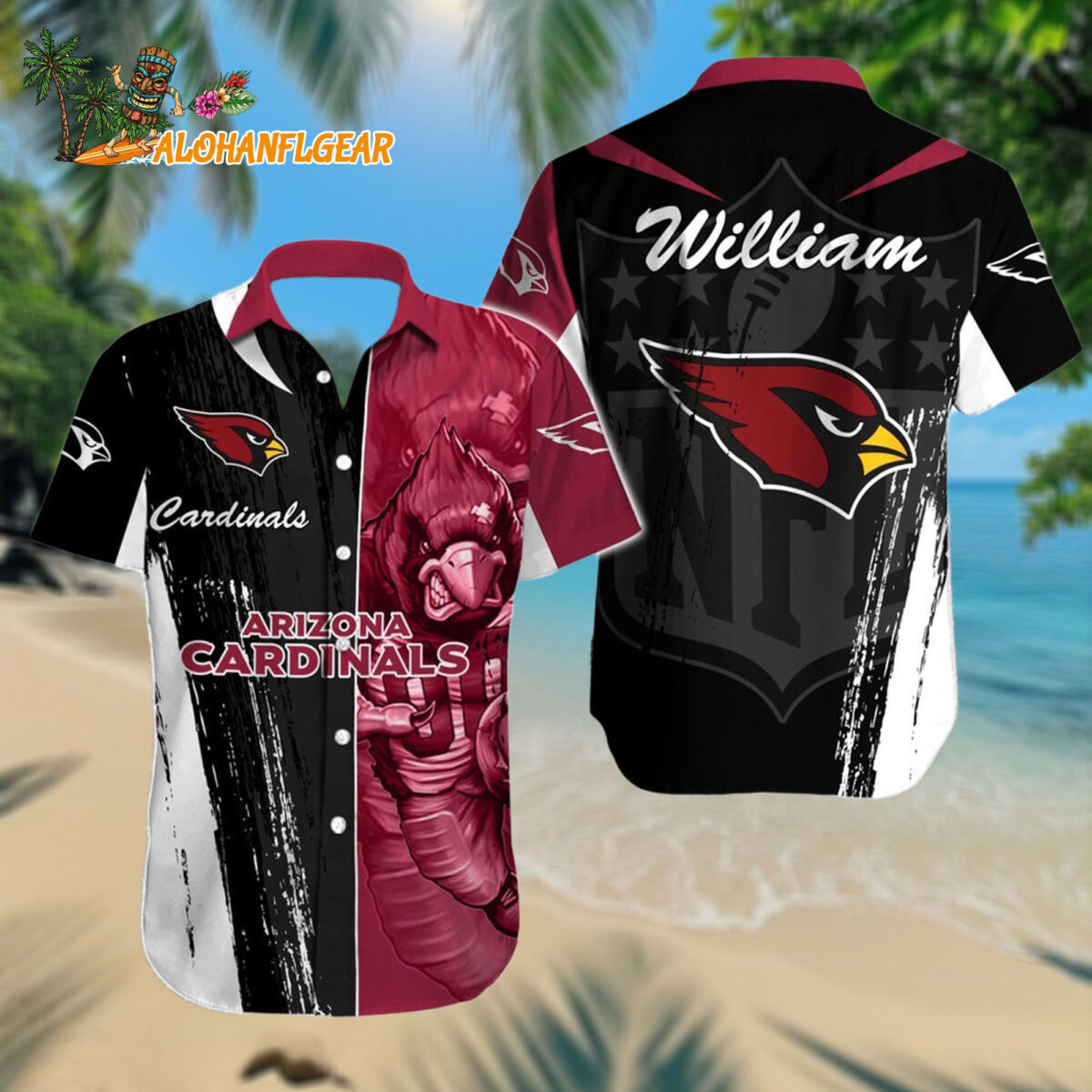 Personalized Arizona Cardinals Hawaiianan Shirt Special Half Tone Mascot Aloha Shirt