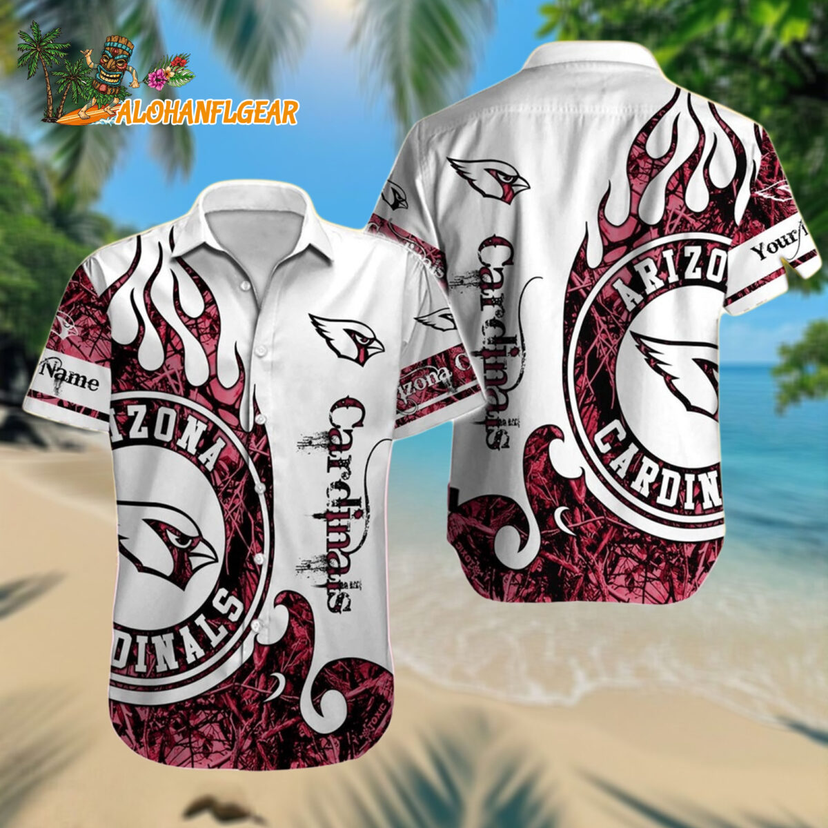 Personalized Arizona Cardinals Hawaiianan Shirt Special Realtree Hunting Design Aloha Shirt
