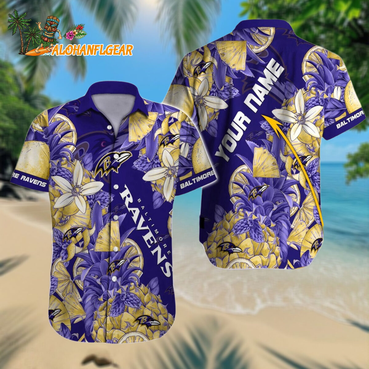 Personalized Baltimore Ravens Hawaiianan Shirt Special Tropical Fruit Aloha Shirt