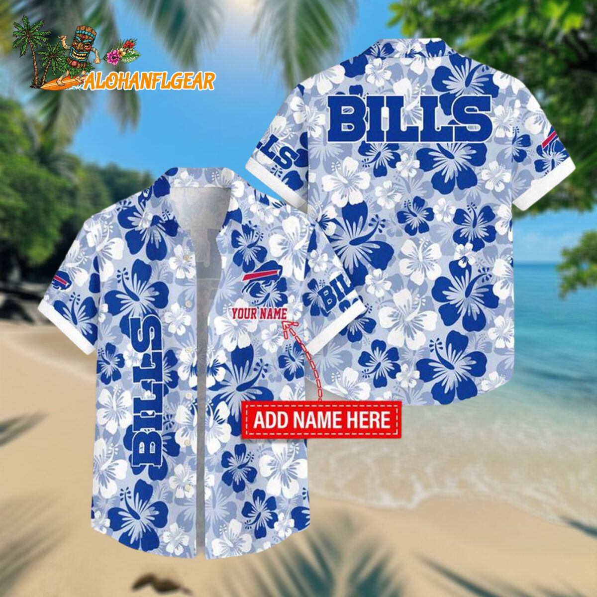 Personalized Buffalo Bills Flower Palm Tree Aloha Hawaiian Shirt