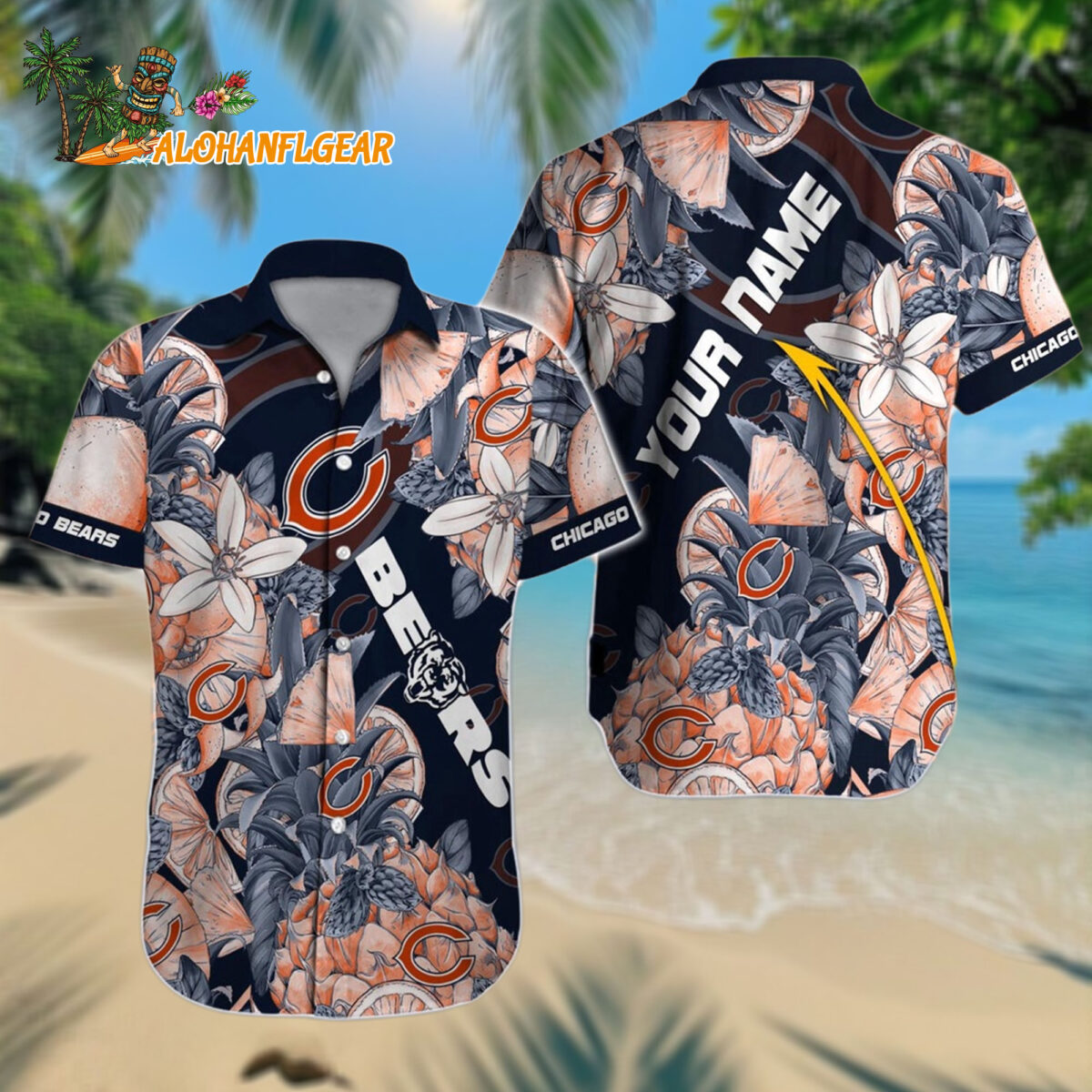 Personalized Chicago Bears Hawaiianan Shirt Special Tropical Fruit Aloha Shirt