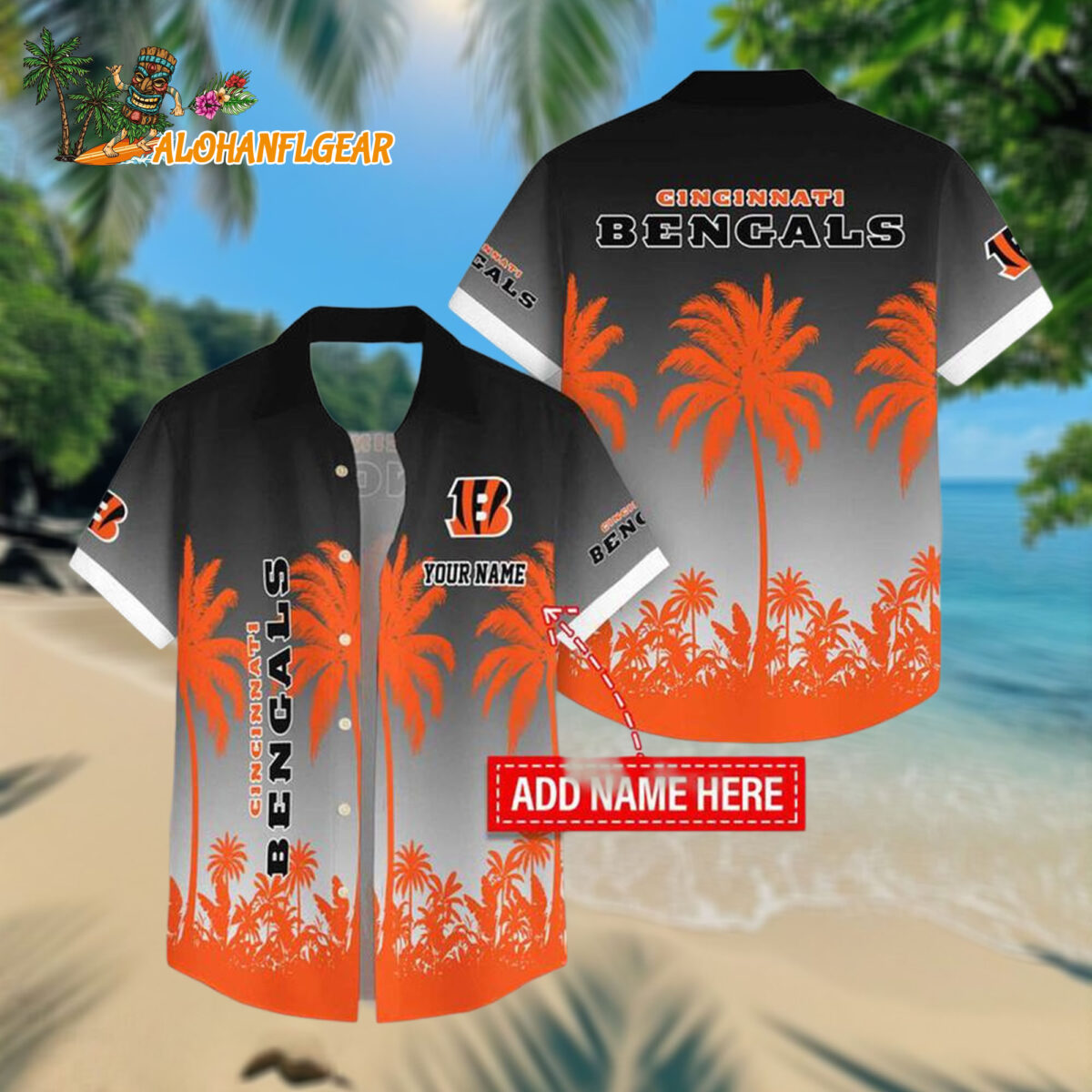 Personalized Cincinnati Bengals Flower Palm Tree Summer Button Hawaiian Shirt