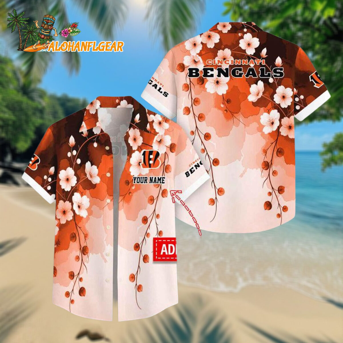Personalized Cincinnati Bengals Flower Pattern Trendy Summer Button Hawaiian Shirt