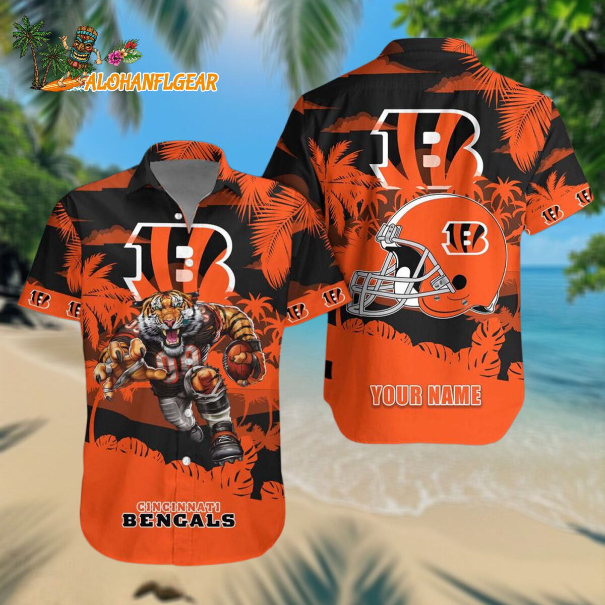 Personalized Cincinnati Bengals Football Mascot Summer Hawaiianan Shirt