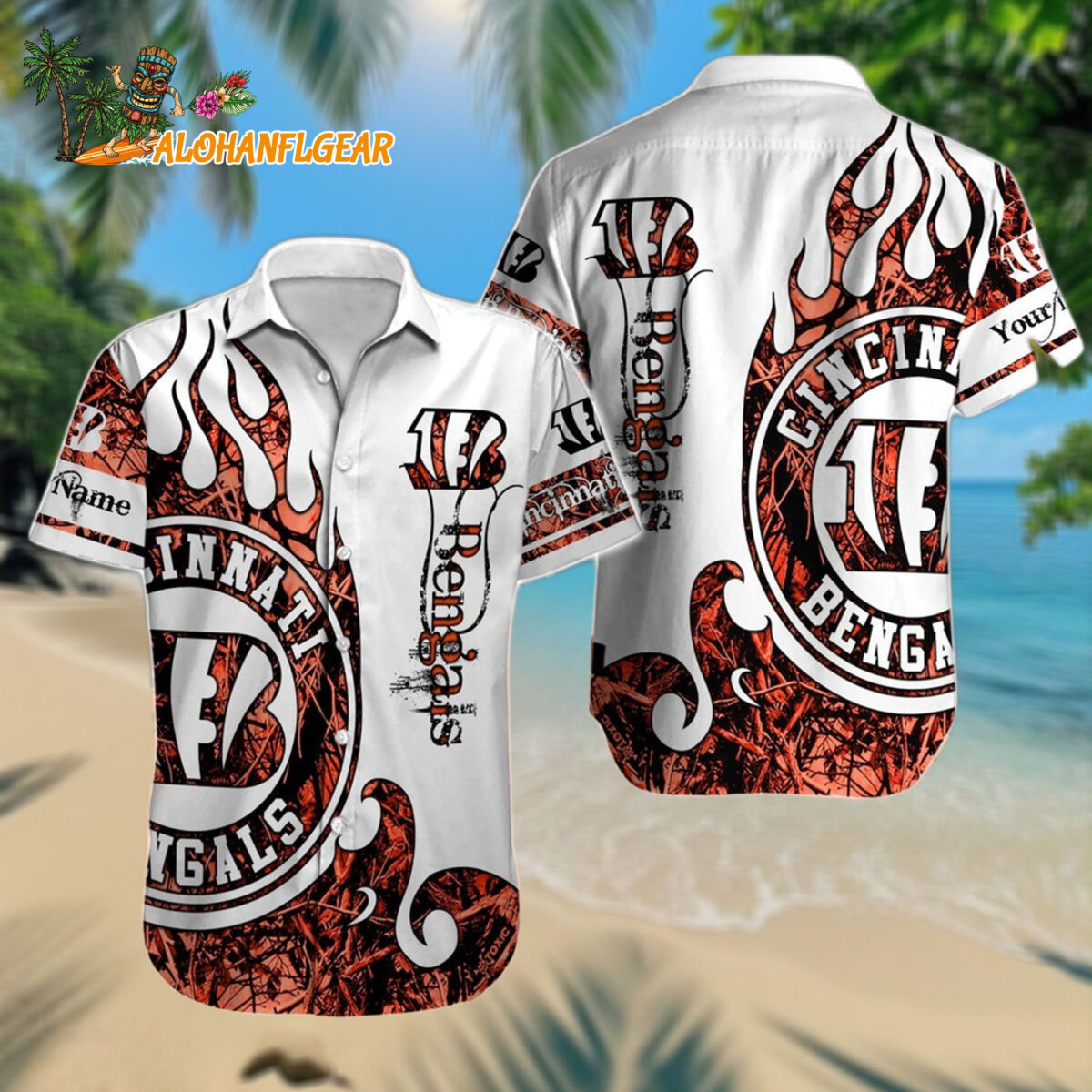 Personalized Cincinnati Bengals Hawaiianan Shirt Special Realtree Hunting Design Aloha Shirt
