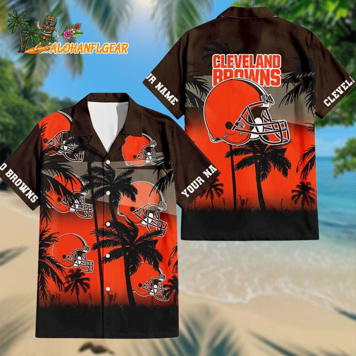 Personalized Cleveland Browns Palm Tree Summer Design Aloha Hawaiianan Shirt