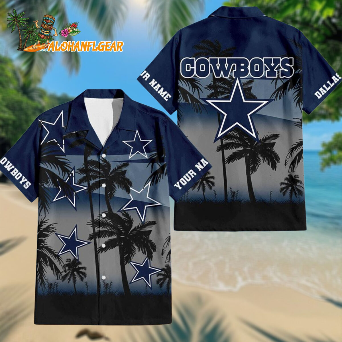 Personalized Dallas Cowboys Palm Tree Summer Design Aloha Hawaiianan Shirt