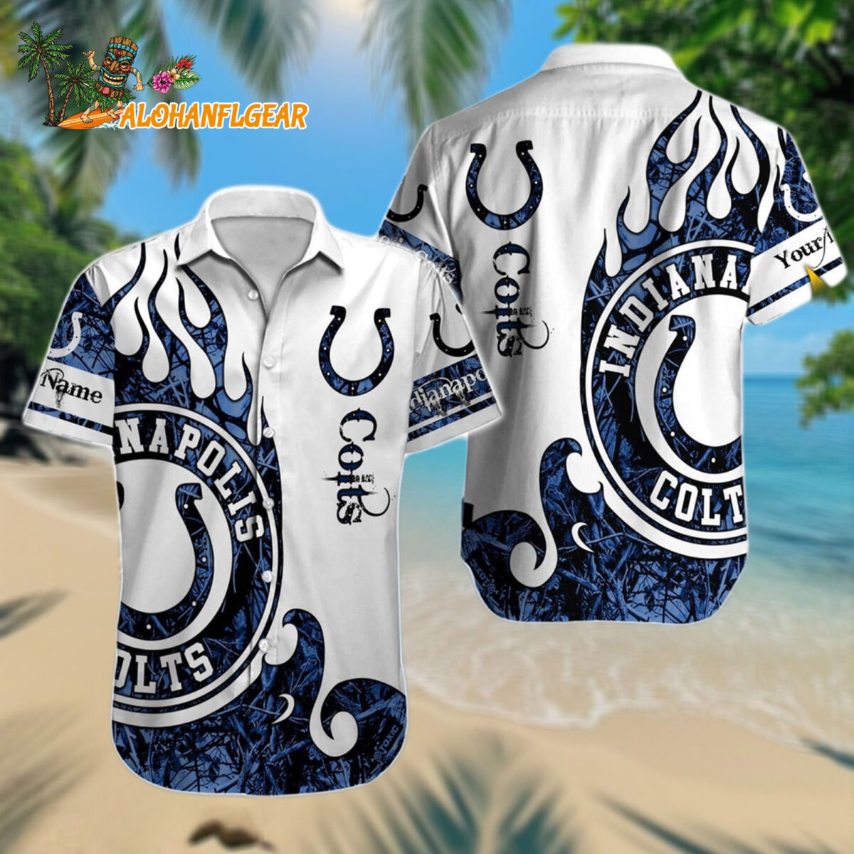 Personalized Indianapolis Colts Hawaiianan Shirt Special Realtree Hunting Design Aloha Shirt