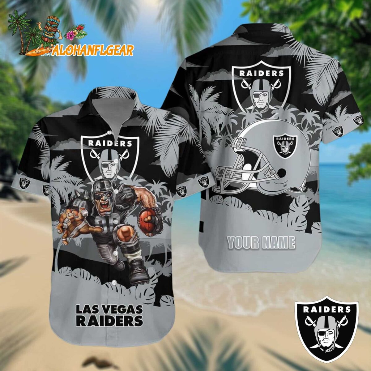 Personalized Las Vegas Raiders Football Mascot Summer Hawaiian Shirt