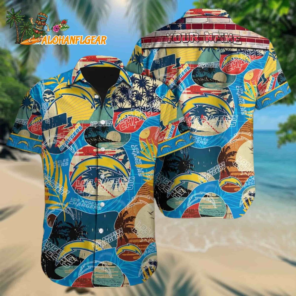Personalized Los Angeles Chargers Retro Hawaiian Shirt Special Vintage Style Hawaiian Button Shirt