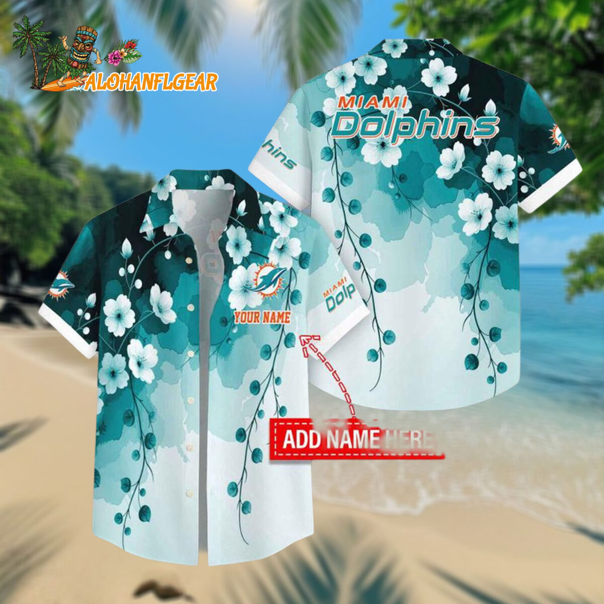 Personalized Miami Dolphins Flower Pattern Trendy Summer Button Hawaiian Shirt
