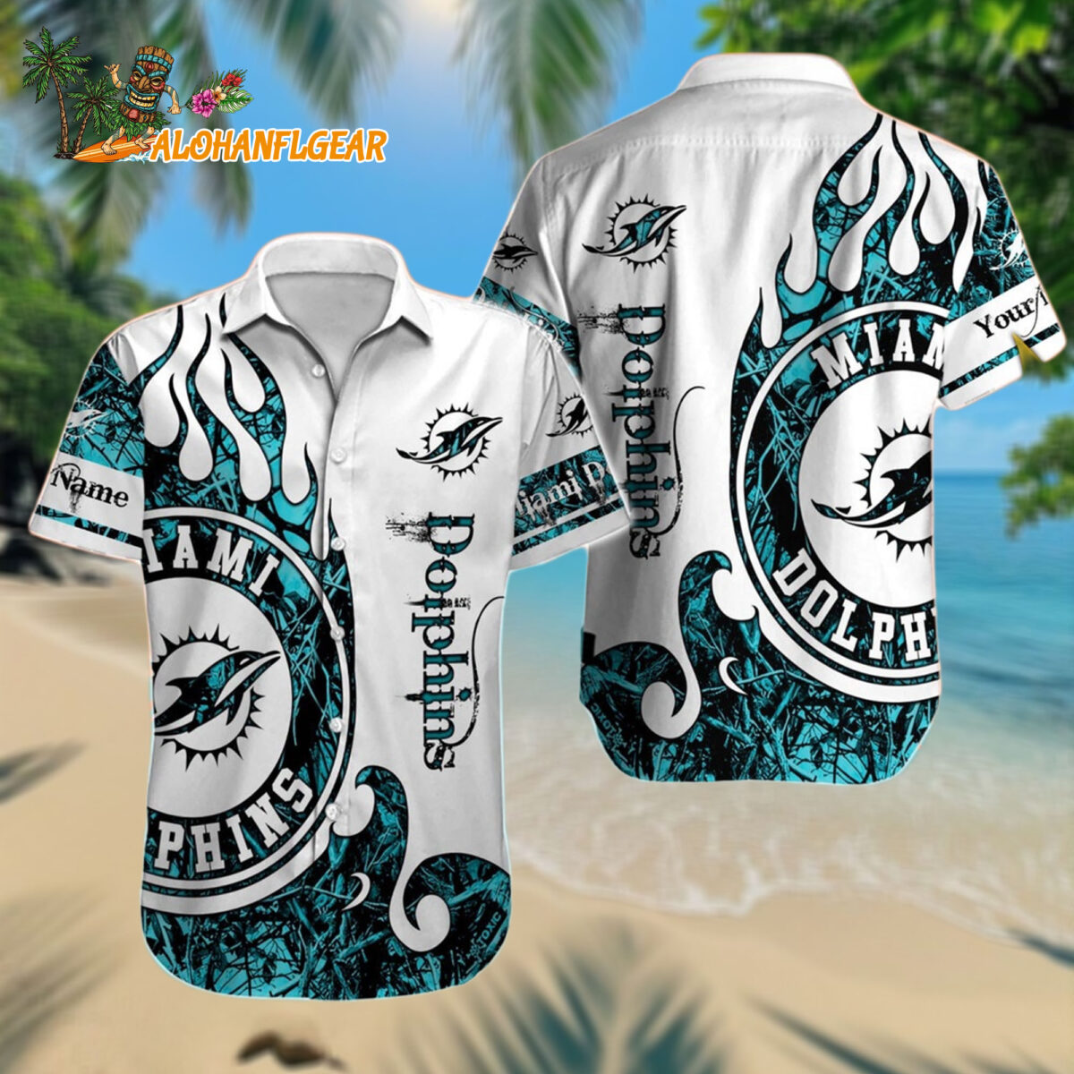 Personalized Miami Dolphins Hawaiianan Shirt Special Realtree Hunting Design Aloha Shirt