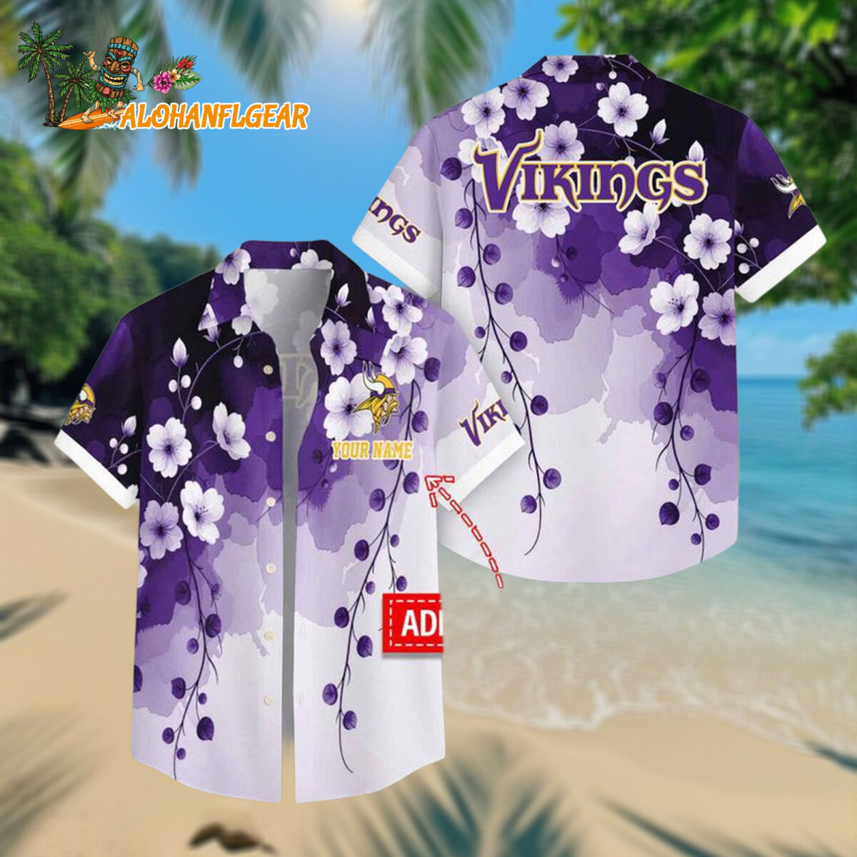 Personalized Minnesota Vikings Flower Pattern Trendy Summer Button Hawaiian Shirt