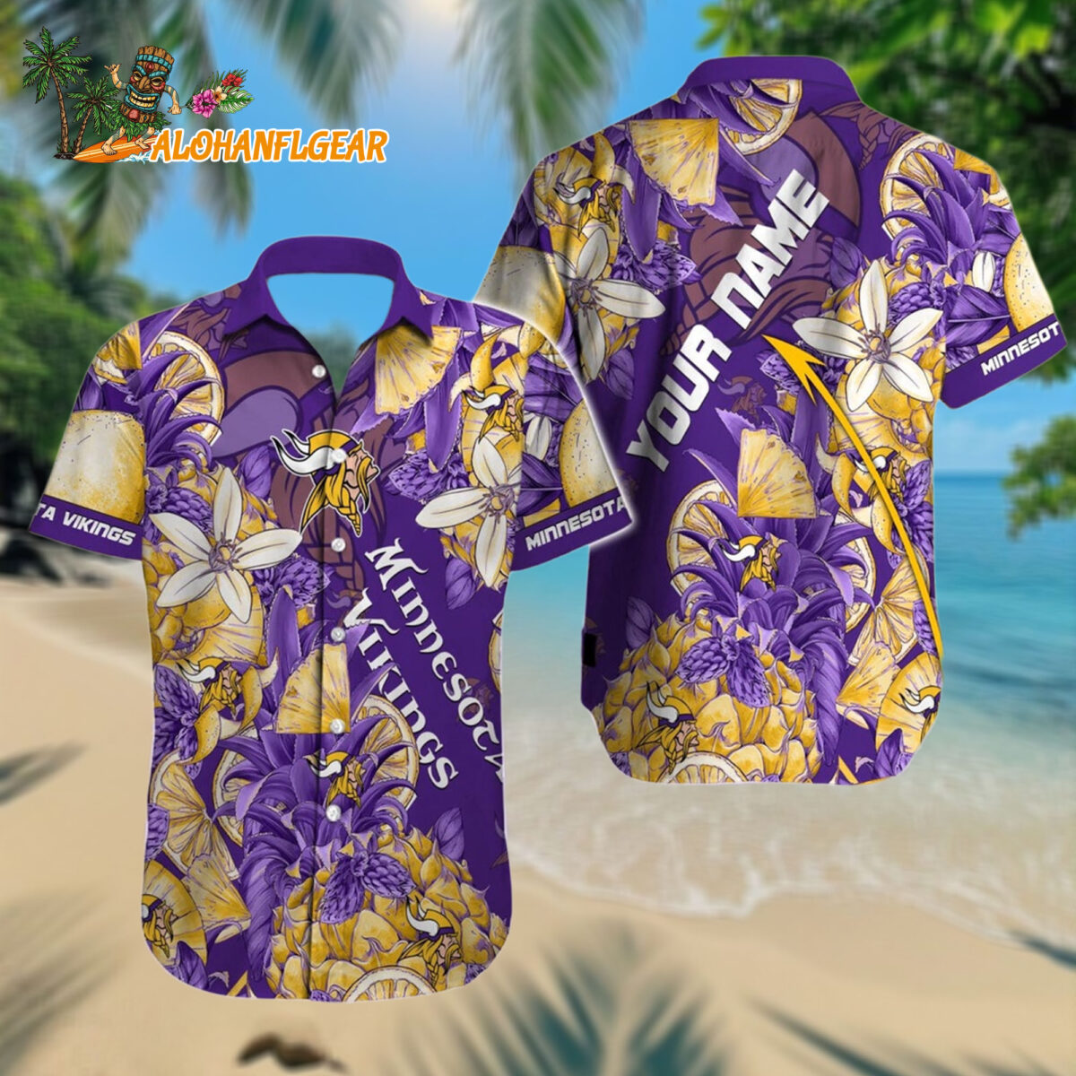 Personalized Minnesota Vikings Hawaiianan Shirt Special Tropical Fruit Aloha Shirt