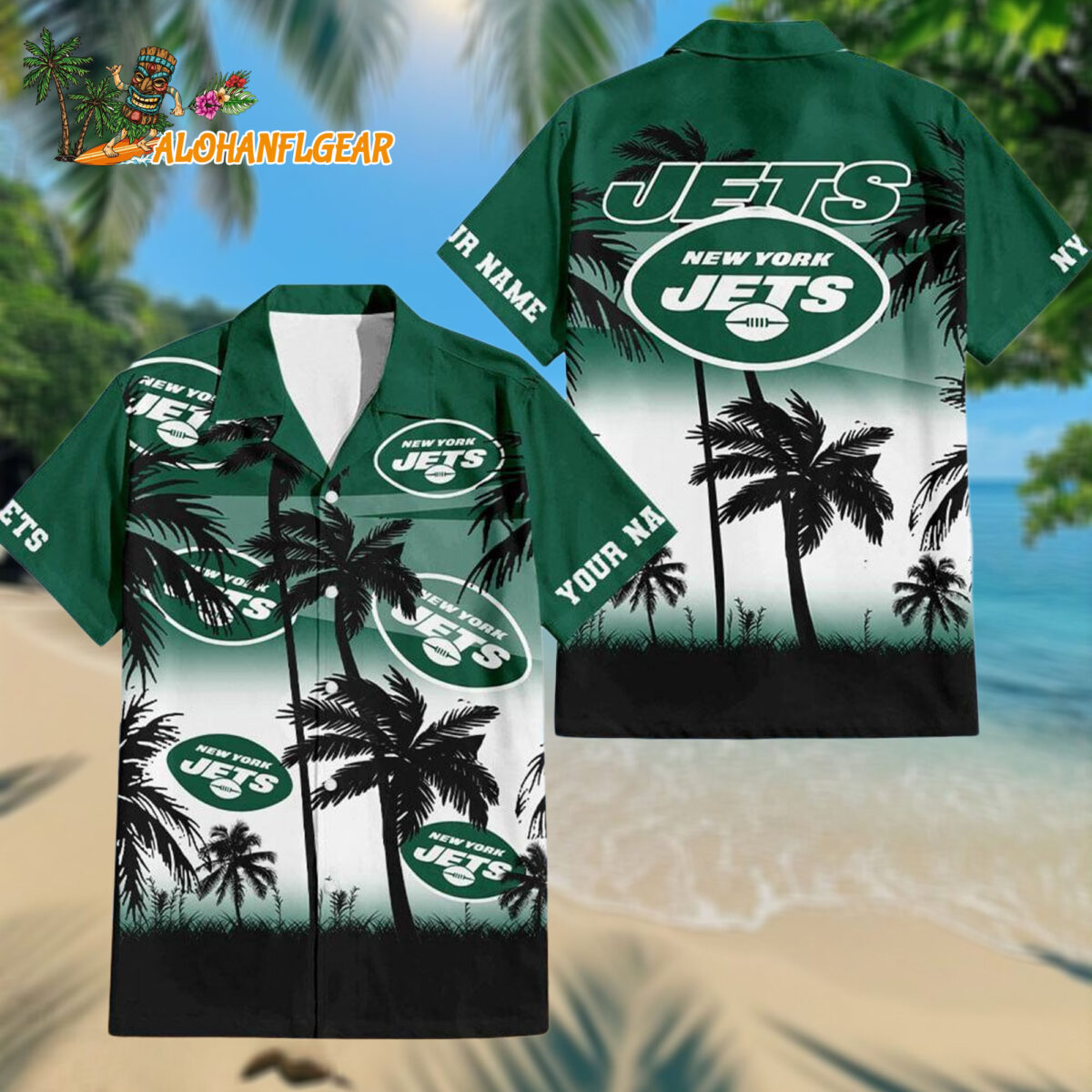 Personalized New York Jets Palm Tree Summer Design Aloha Hawaiianan Shirt