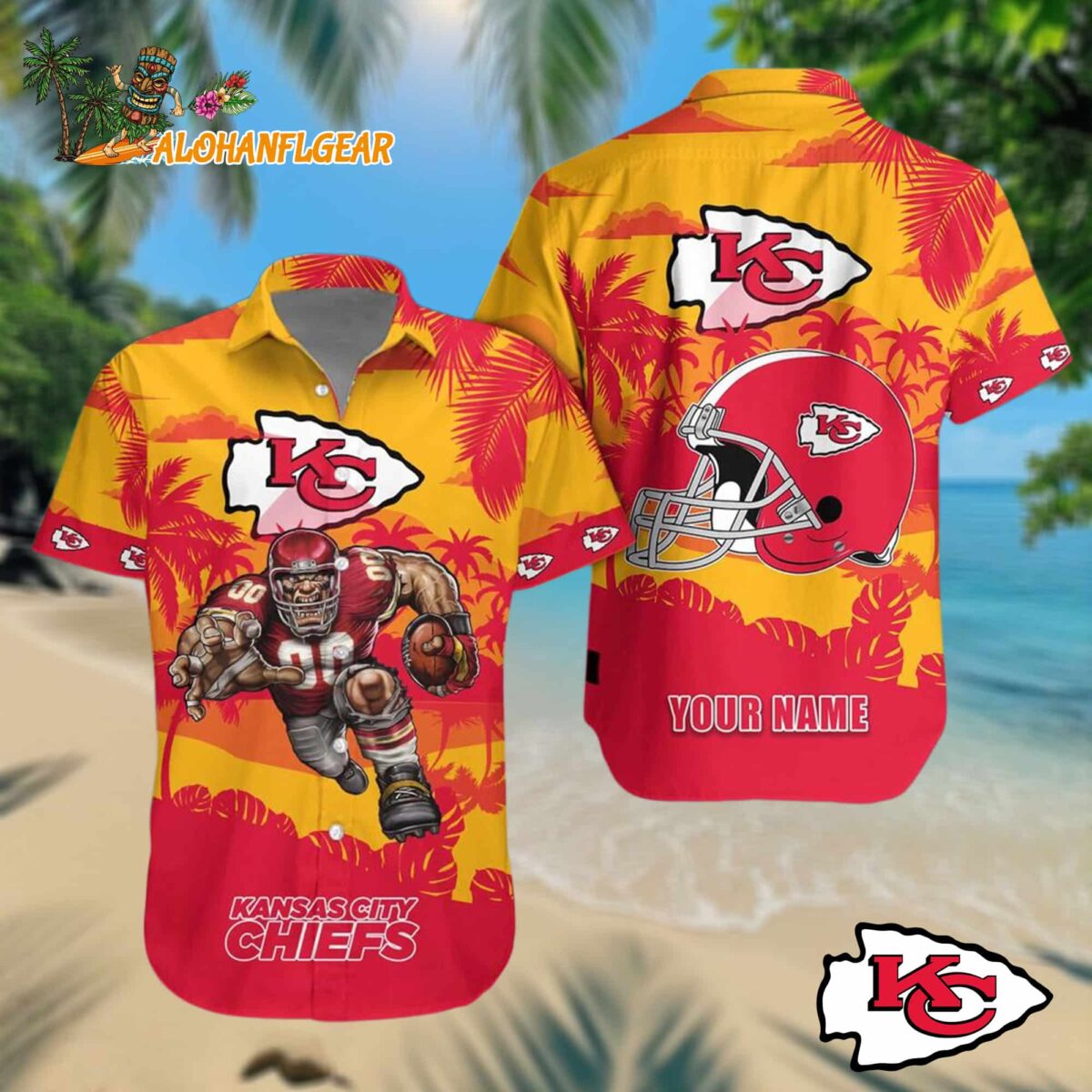 Personalized Nfl Kansas City Chiefs Football Mascot Summer Hawaiian Shirt