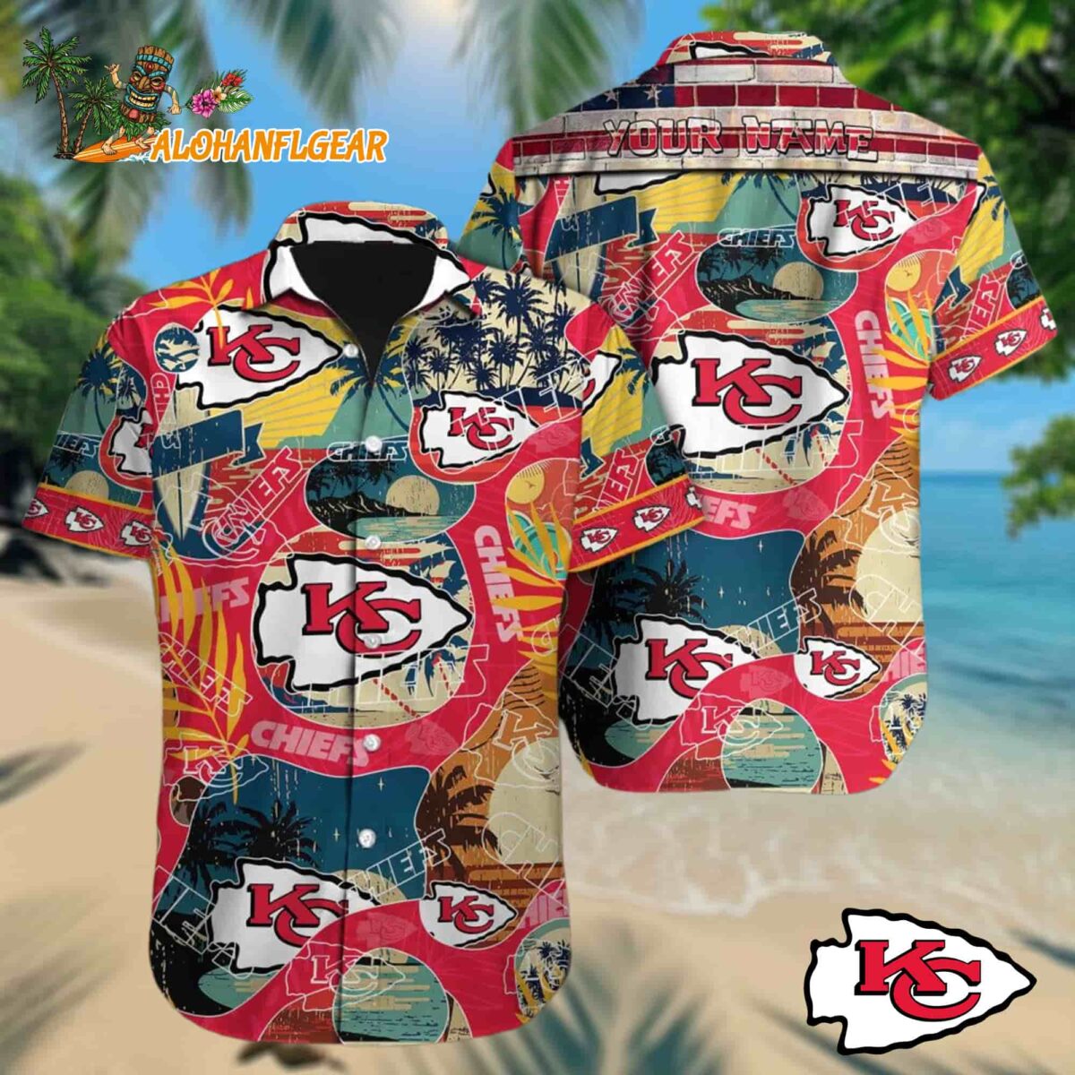 Personalized Nfl Kansas City Chiefs Retro Hawaiian Shirt Special Vintage Style Hawaiian Button Shirt