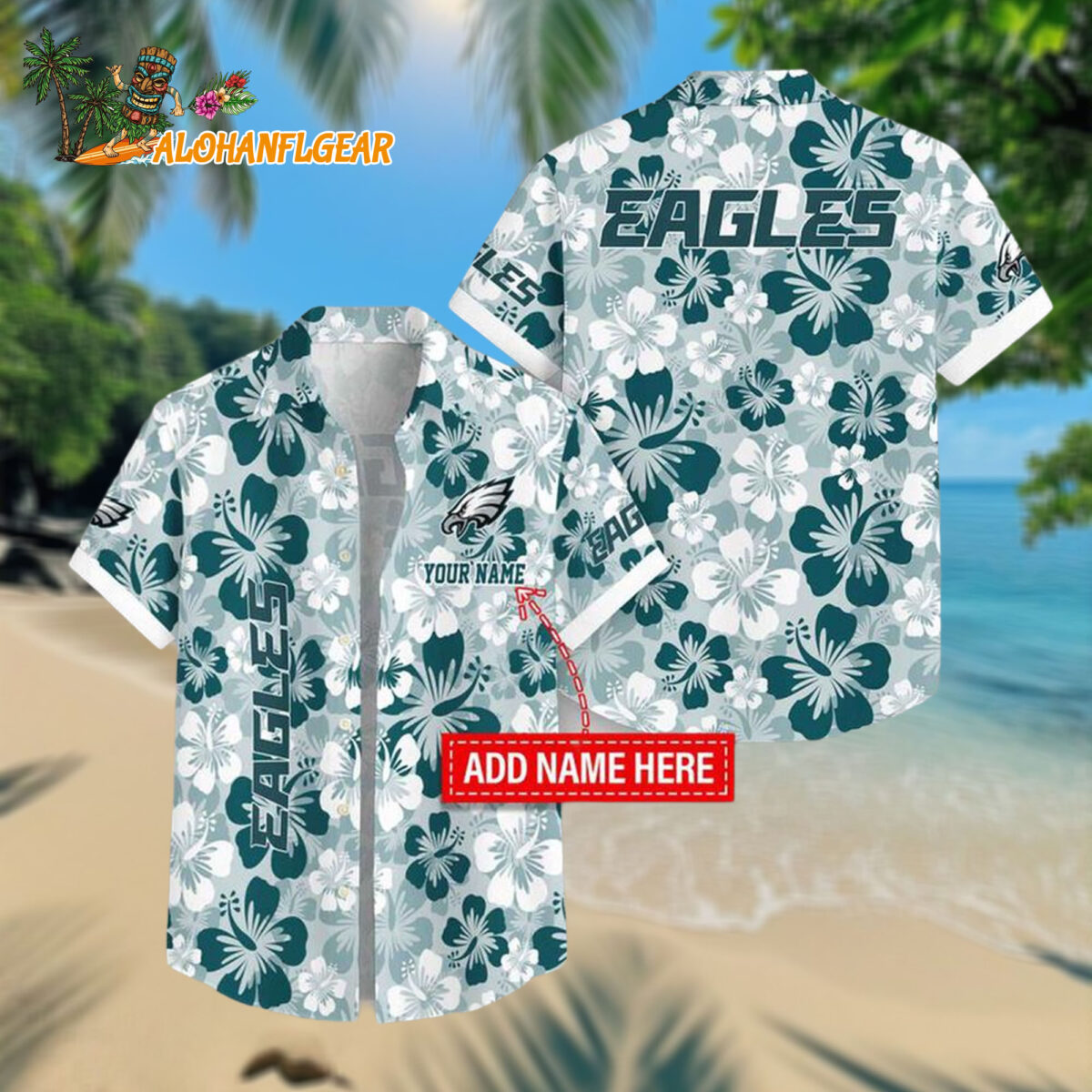 Personalized Philadelphia Eagles Flower Palm Tree Aloha Hawaiian Shirt