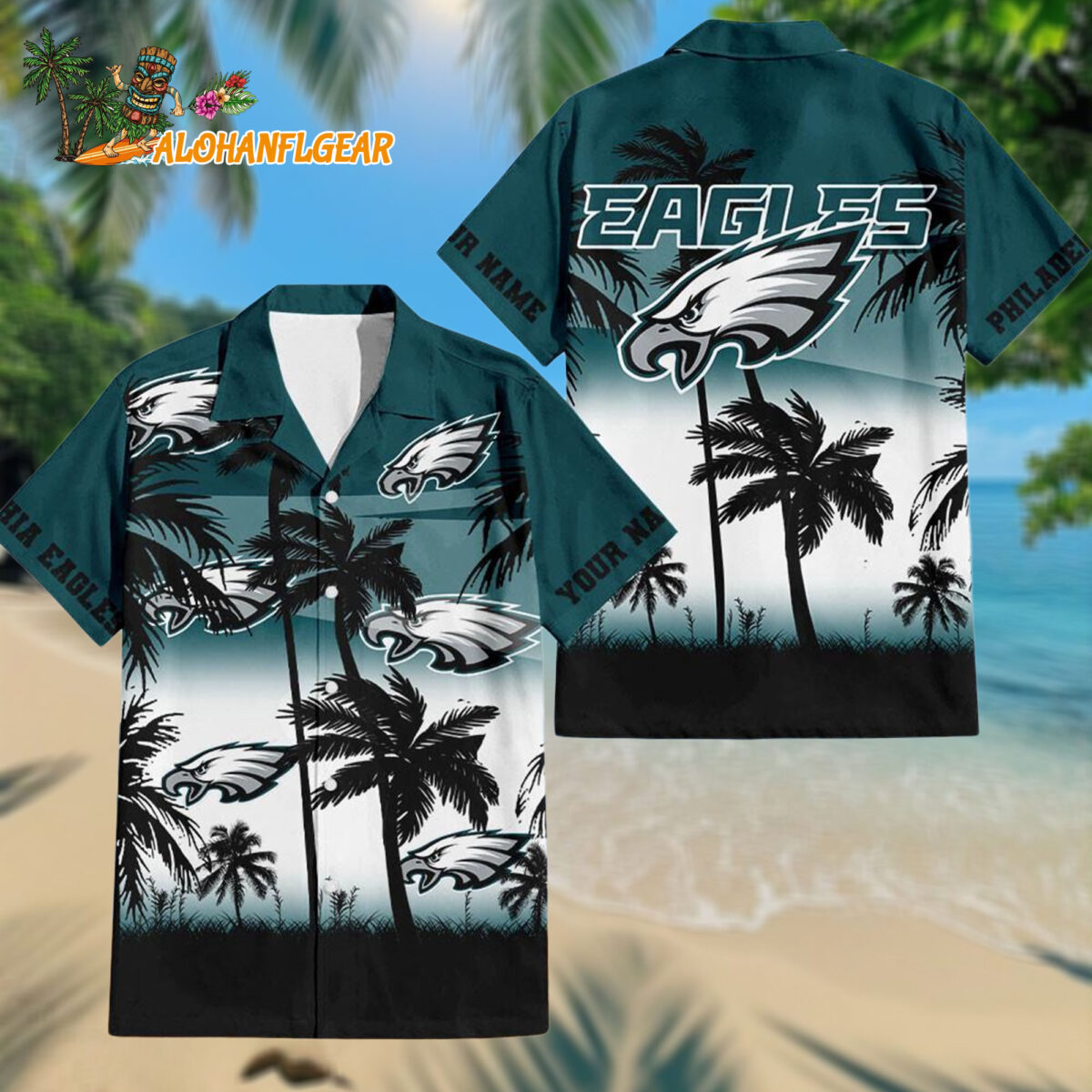 Personalized Philadelphia Eagles Palm Tree Summer Design Aloha Hawaiianan Shirt