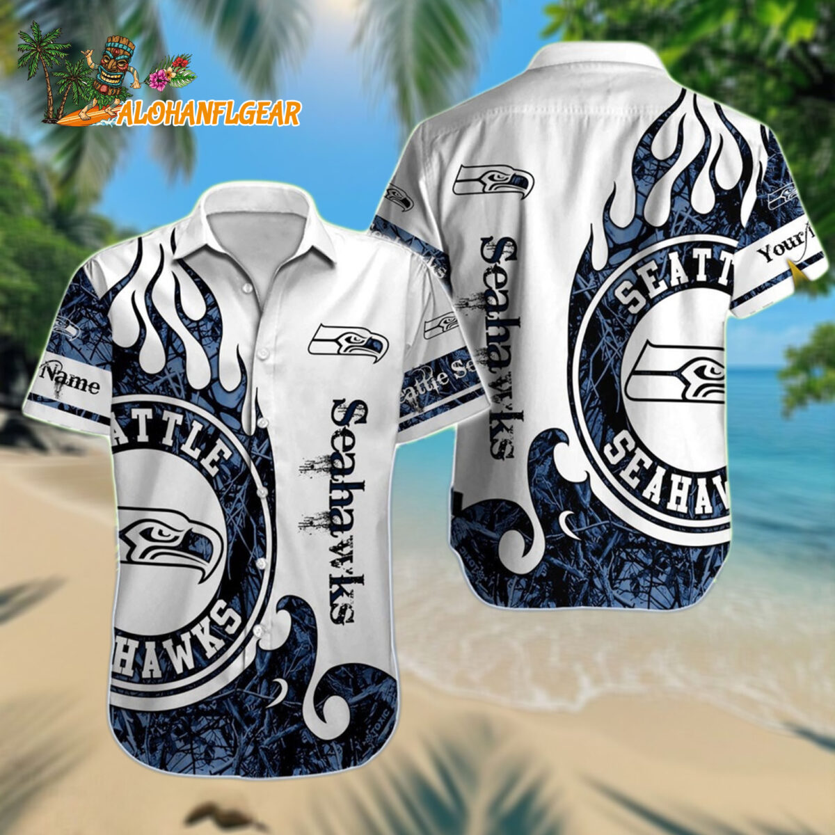 Personalized Seattle Seahawks Hawaiianan Shirt Special Realtree Hunting Design Aloha Shirt