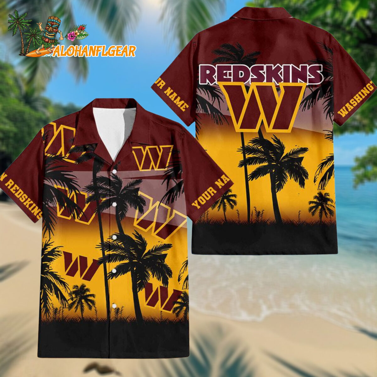 Personalized Washington Commanders Palm Tree Summer Design Aloha Hawaiianan Shirt