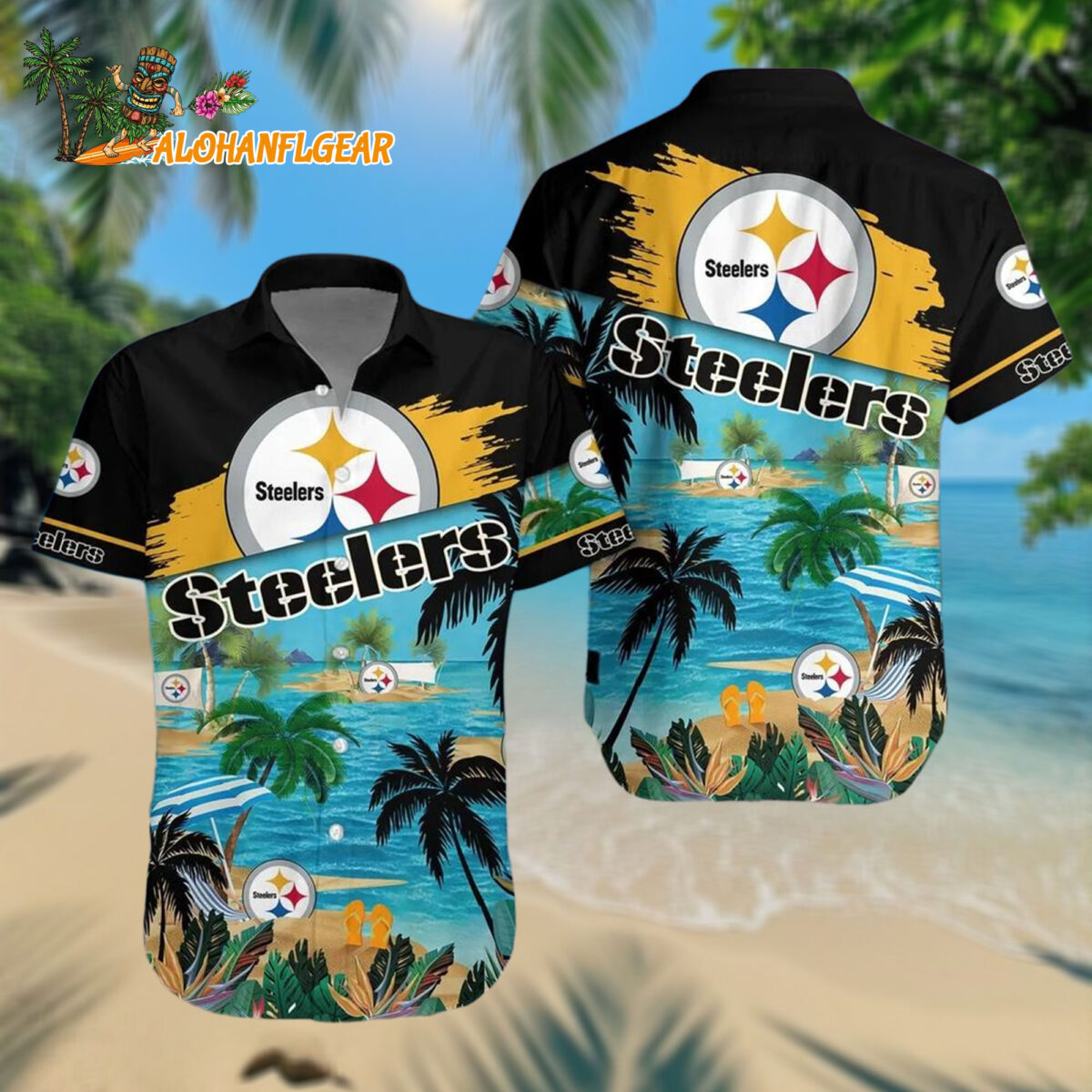 Pittsburgh Steelers Palm Tree Summer Beach Aloha Hawaiianan Shirt