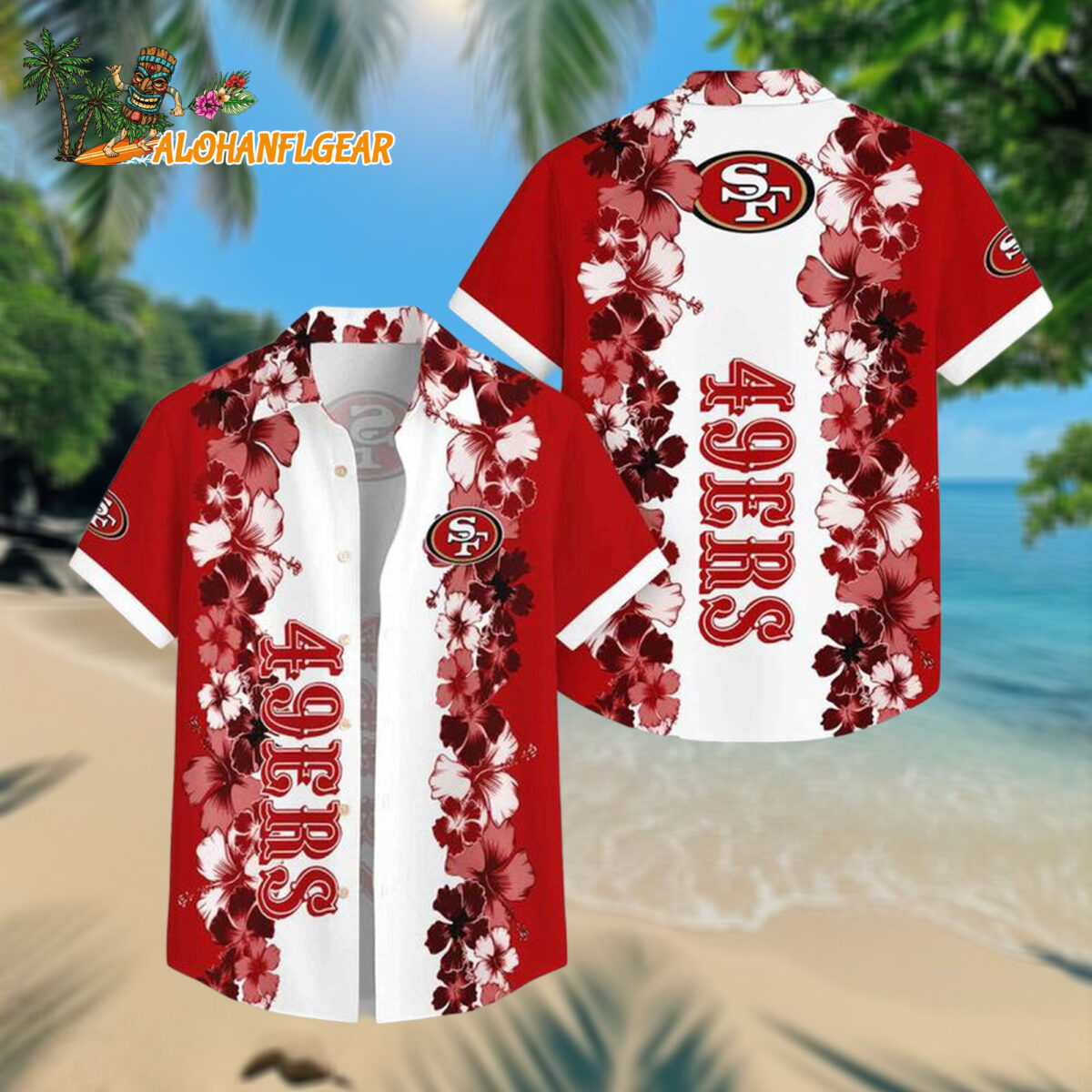 San Francisco 49ers Flower Pattern Summer Beach Aloha Hawaiian Shirt