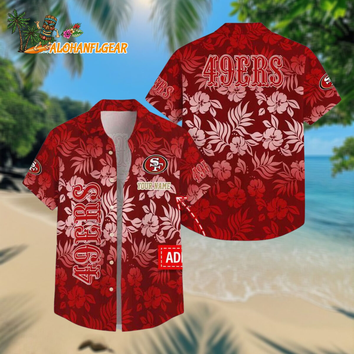 San Francisco 49ers Night Flower Pattern Personalized Name Hawaiian Shirt