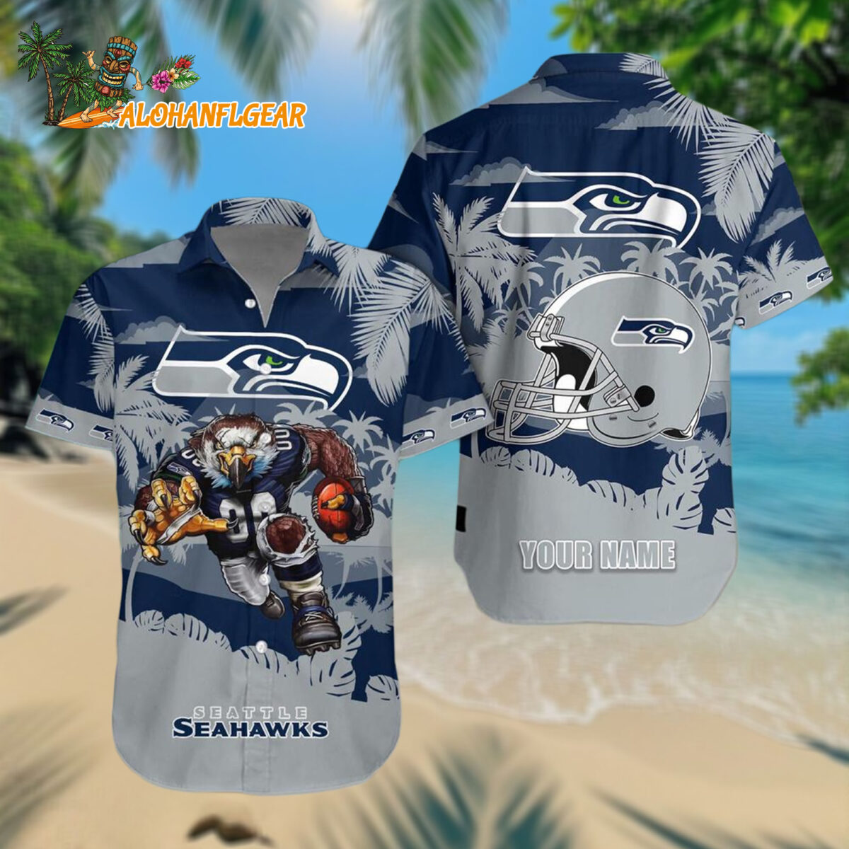 Seattle Seahawks Football Mascot Summer Hawaiianan Shirt