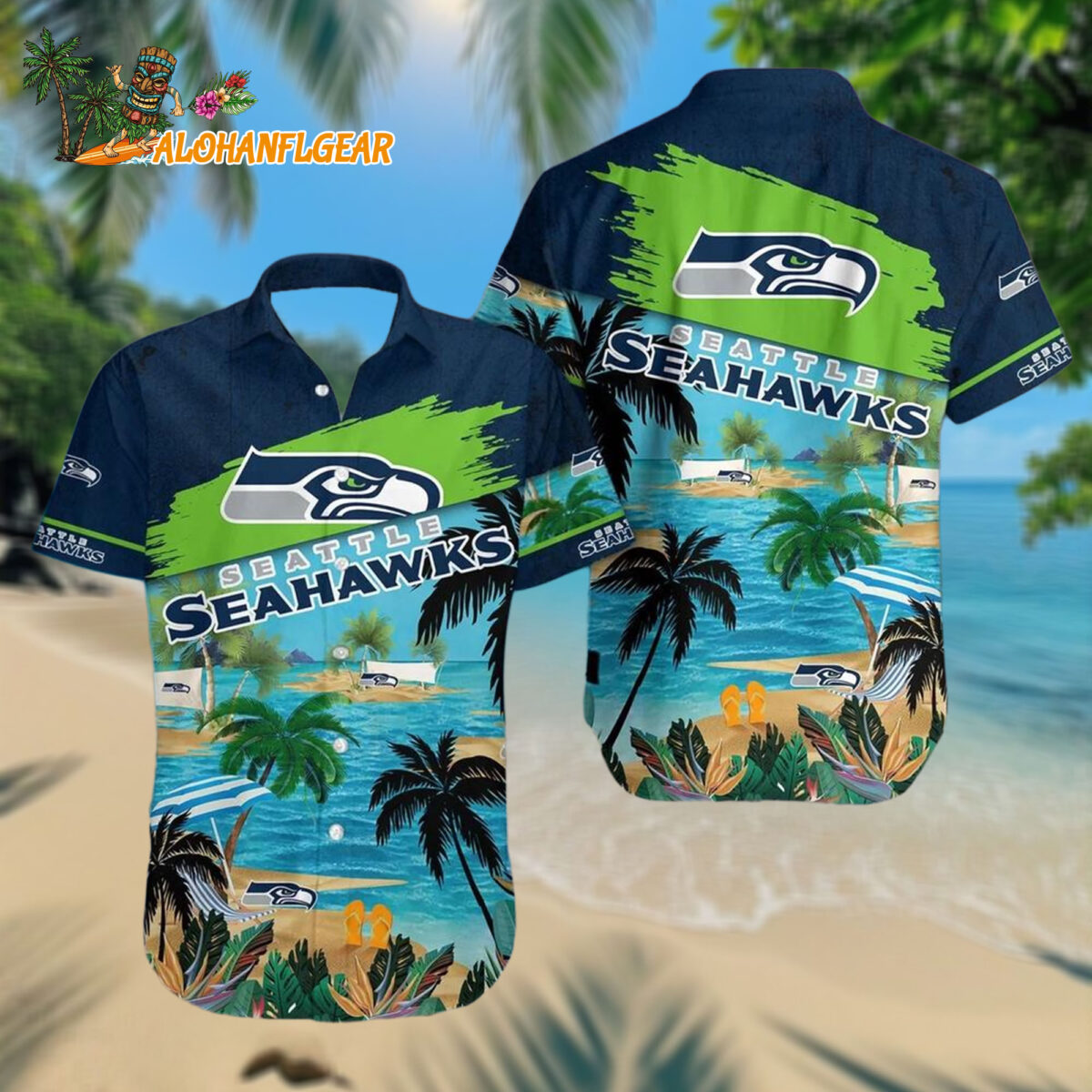 Seattle Seahawks Palm Tree Summer Beach Aloha Hawaiianan Shirt