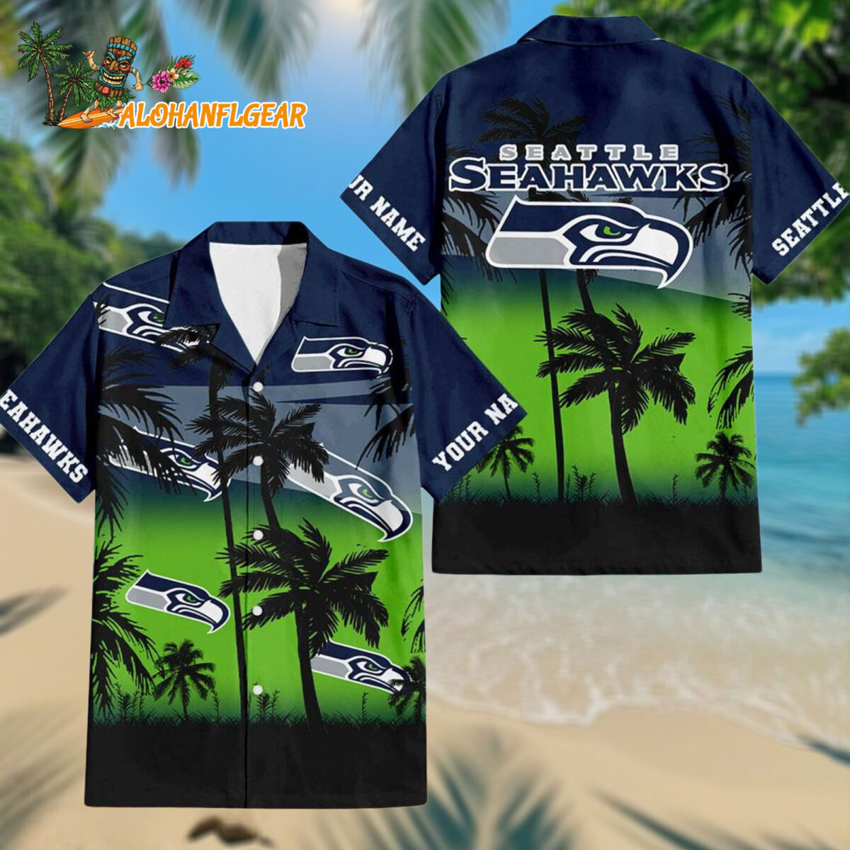 Seattle Seahawks Palm Tree Summer Design Aloha Hawaiianan Shirt