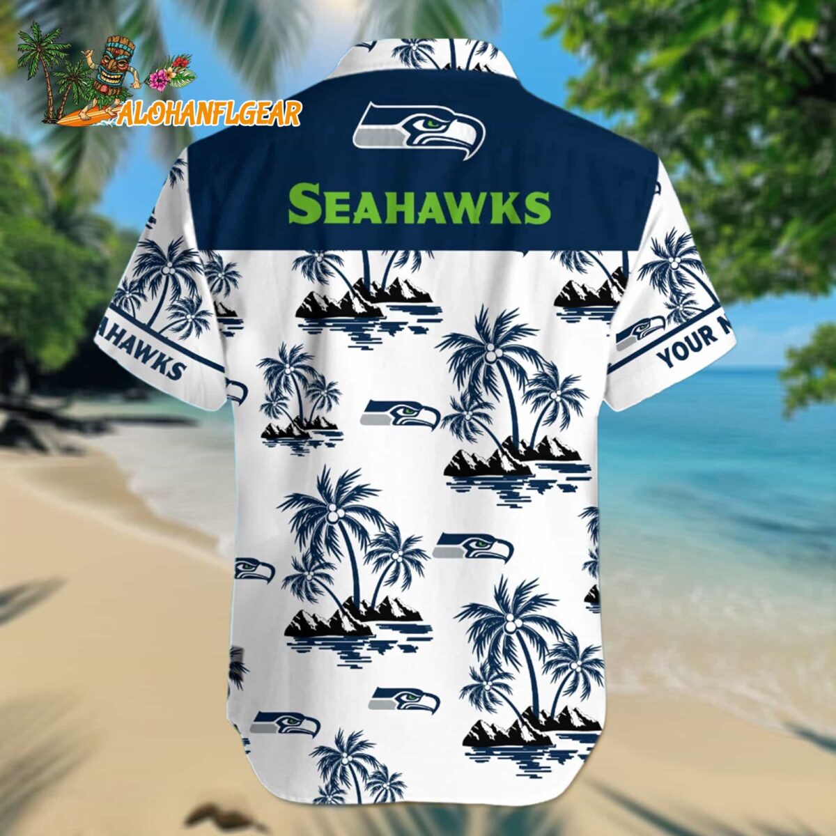 Personalized Seattle Seahawks Palm Tree Tropical Summer Hawaiian Shirt 1 Seattle Seahawks Palm Tree Tropical Summer Hawaiian Shirt 2