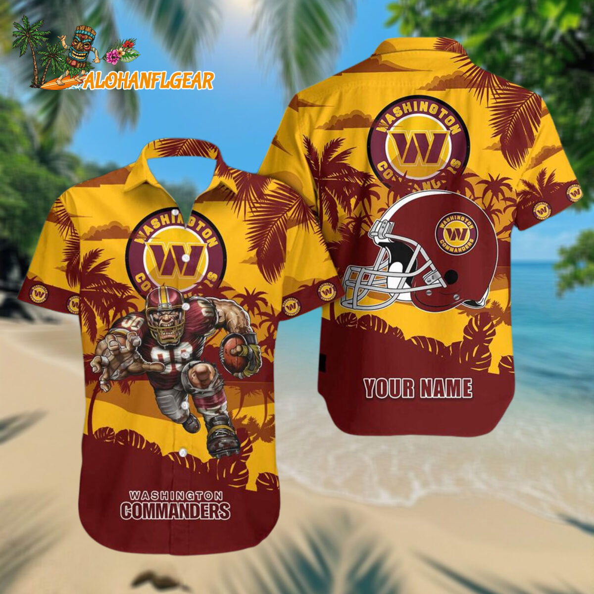 Washington Commanders Football Mascot Summer Hawaiianan Shirt