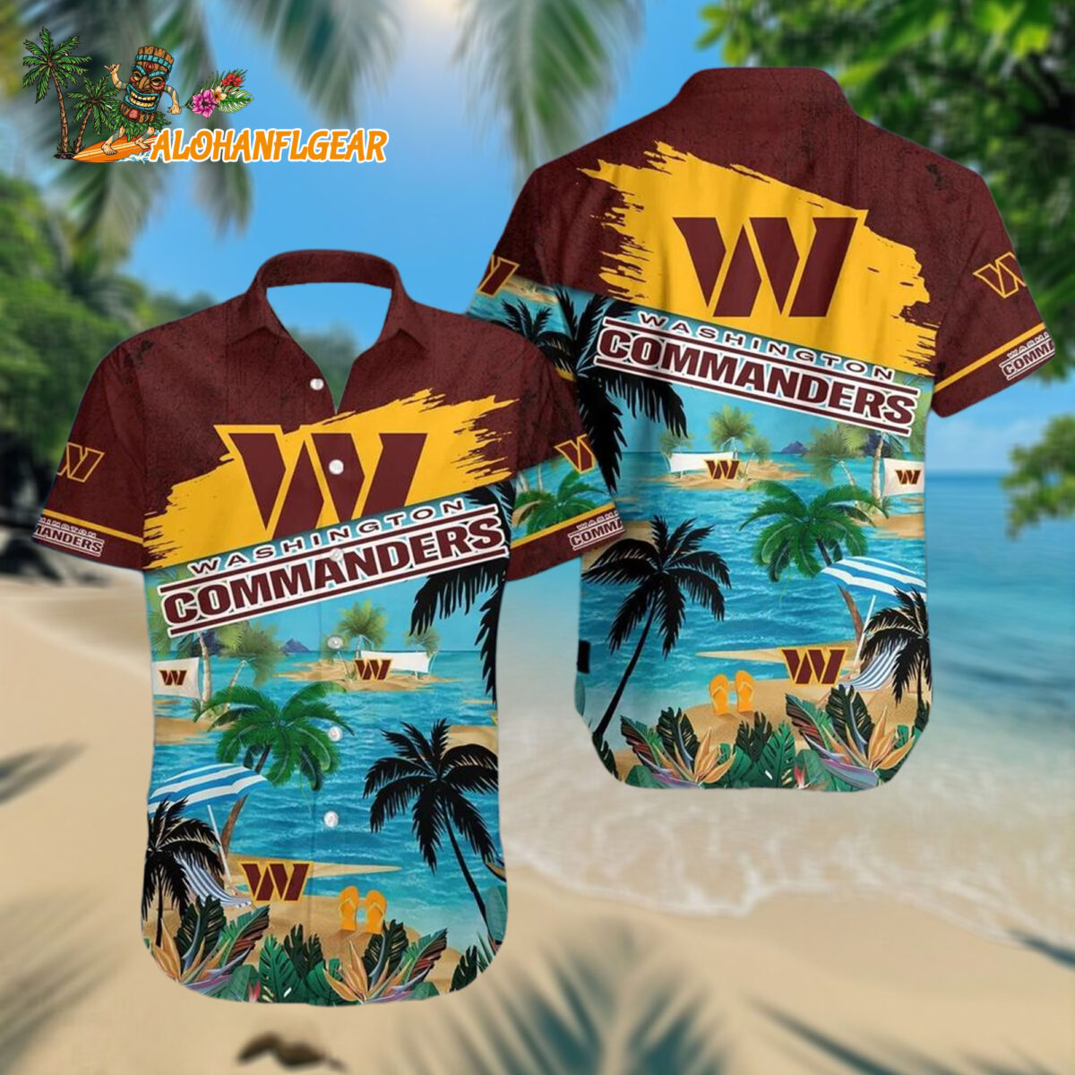 Washington Commanders Palm Tree Summer Beach Aloha Hawaiianan Shirt
