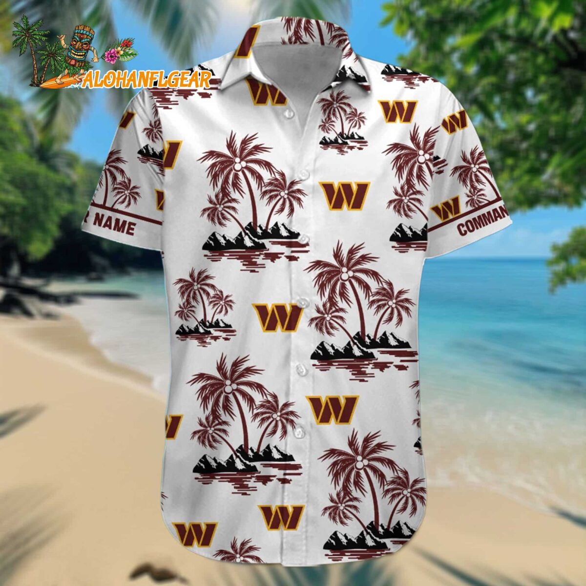 Washington Commanders Palm Tree Tropical Summer Hawaiian Shirt 1