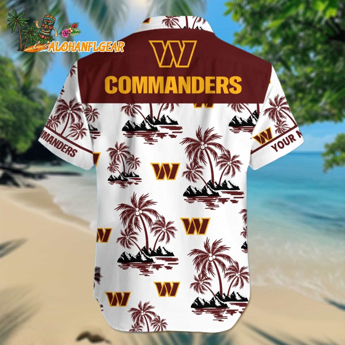 Personalized Washington Commanders Palm Tree Tropical Summer Hawaiian Shirt 1 Washington Commanders Palm Tree Tropical Summer Hawaiian Shirt 2