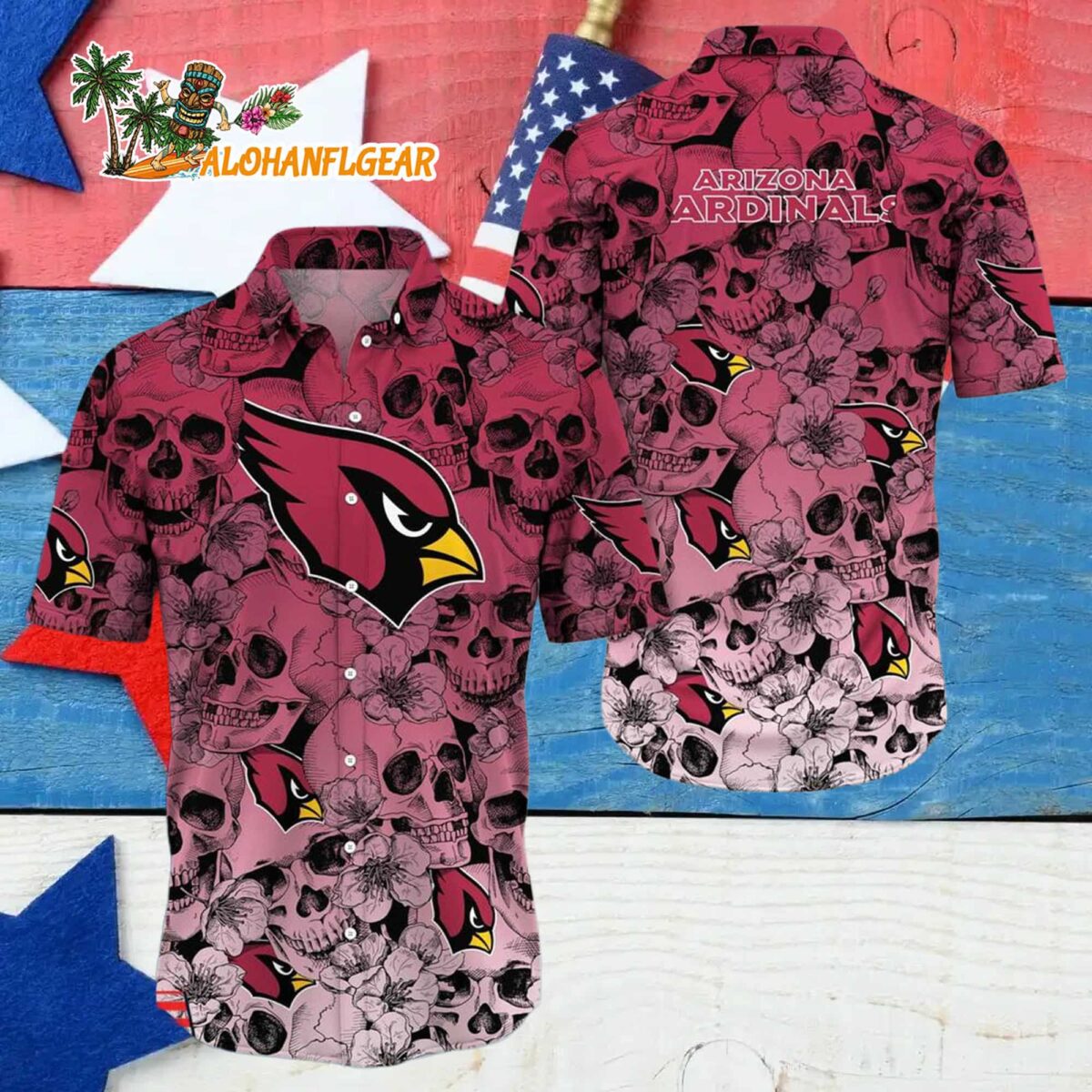 Arizona Cardinals Skull Pattern Aloha Hawaiian Shirt 4