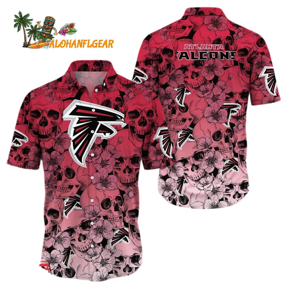 Atlanta Falcons Skull Pattern Aloha Hawaiian Shirt 1