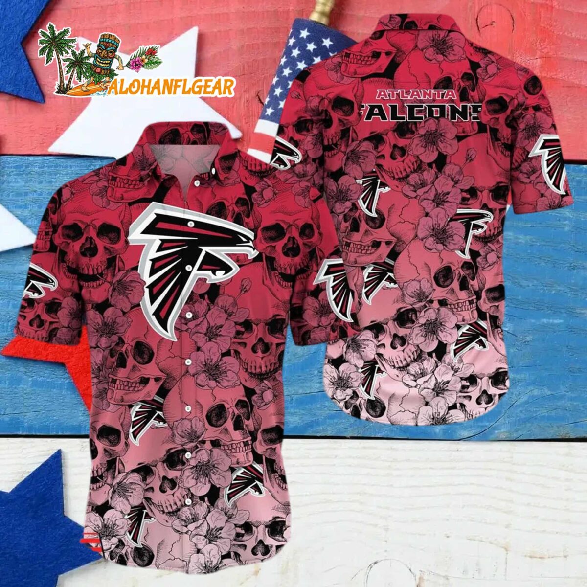 Atlanta Falcons Skull Pattern Aloha Hawaiian Shirt 4