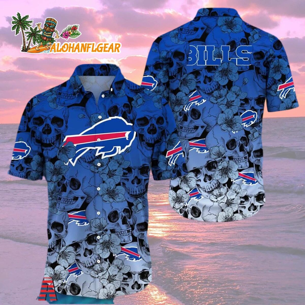Buffalo Bills Skull Pattern Aloha Hawaiian Shirt 2
