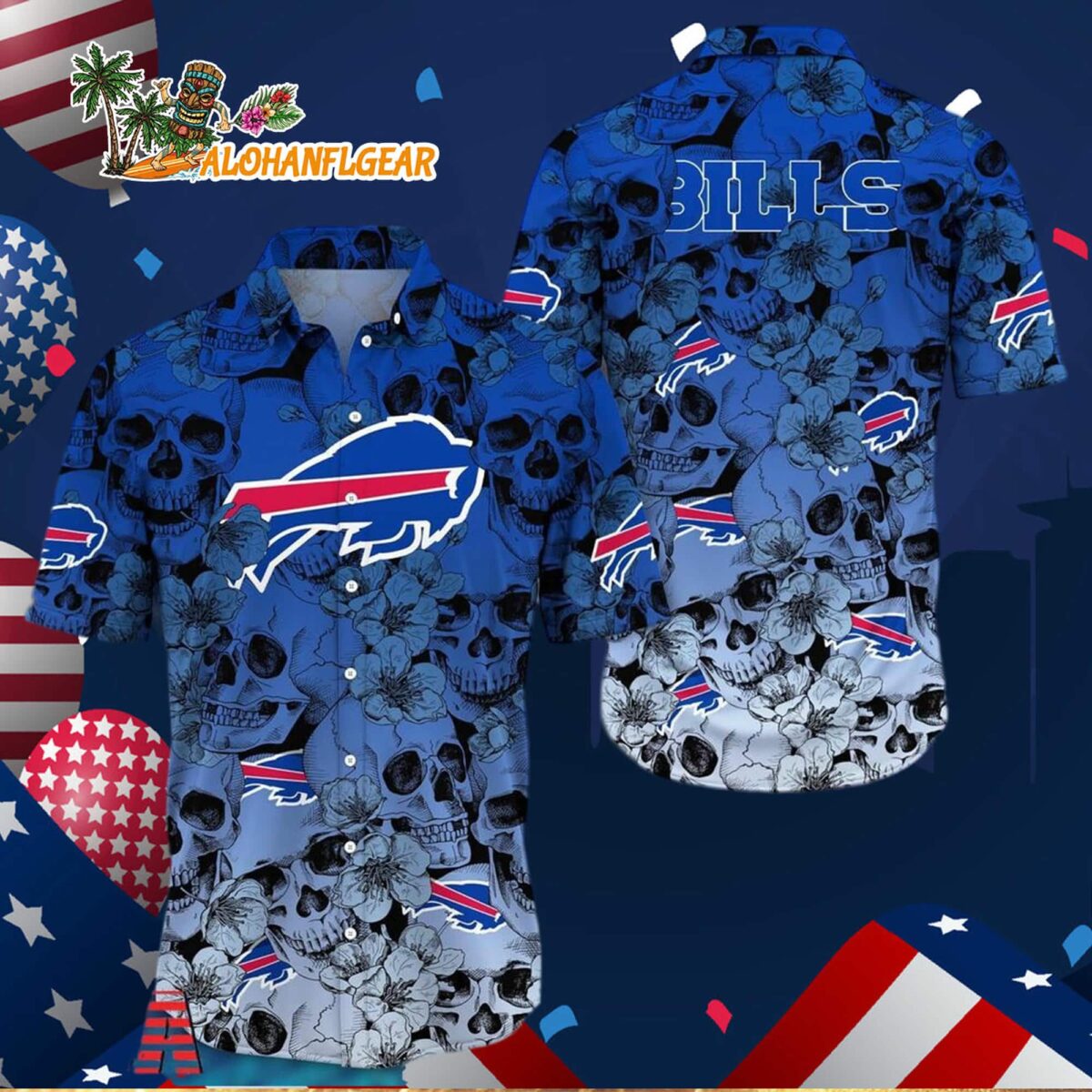 Buffalo Bills Skull Pattern Aloha Hawaiian Shirt 3
