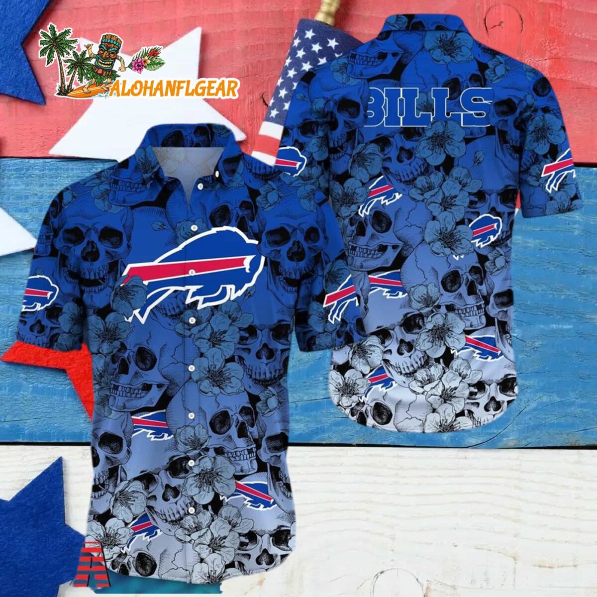 Buffalo Bills Skull Pattern Aloha Hawaiian Shirt 4