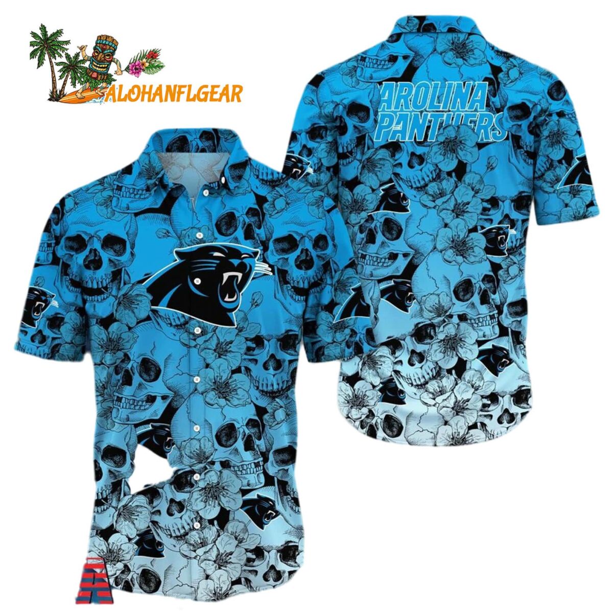 Carolina Panthers Skull Pattern Aloha Hawaiian Shirt 1
