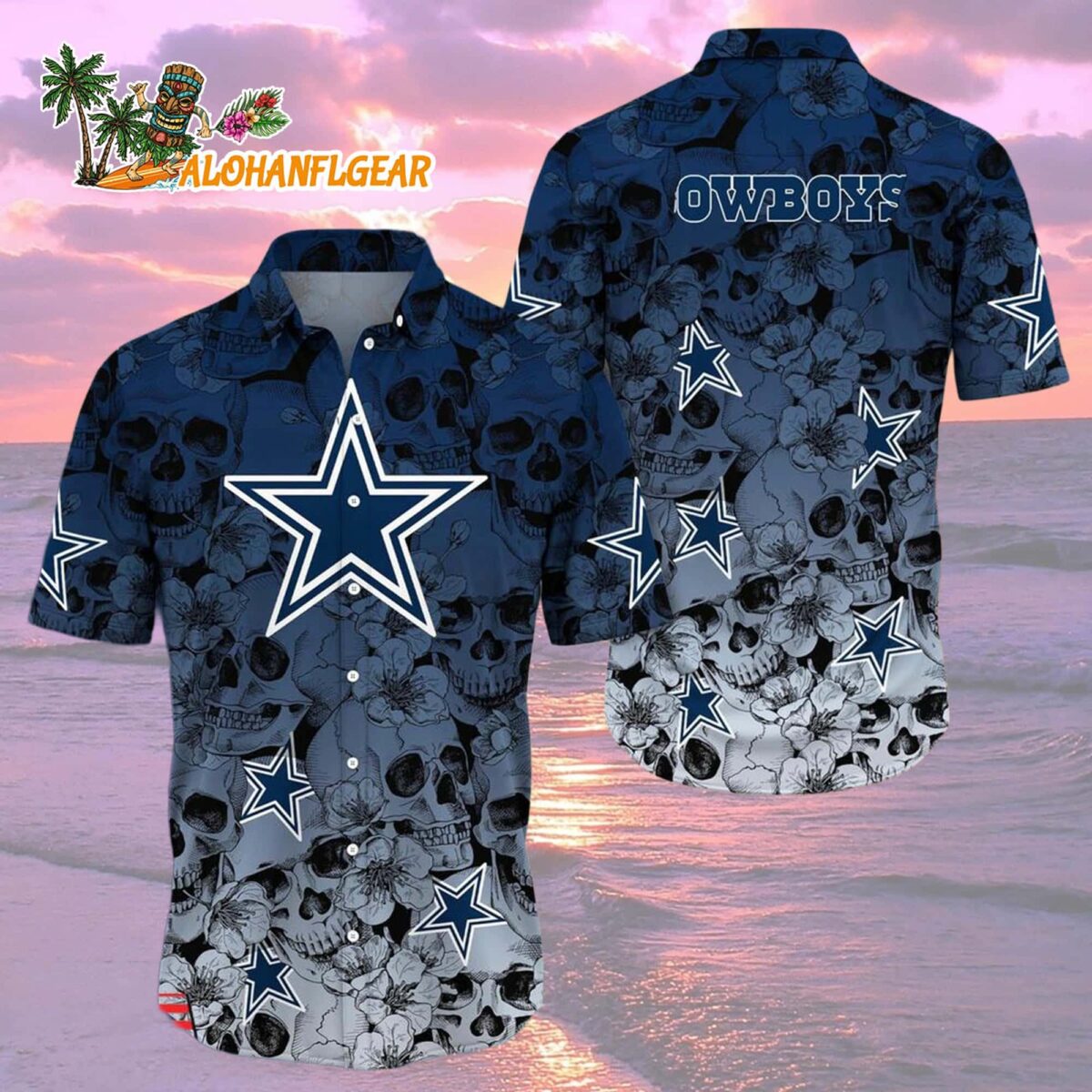 Dallas Cowboys Skull Pattern Aloha Hawaiian Shirt 2