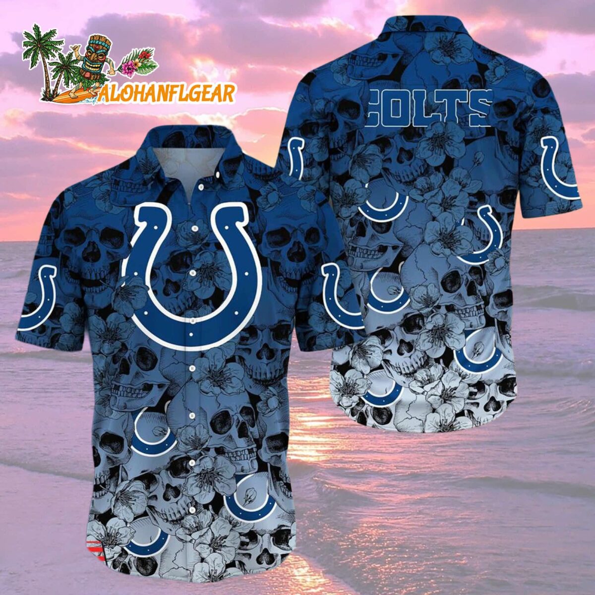 Indianapolis Colts Skull Pattern Aloha Hawaiian Shirt 2