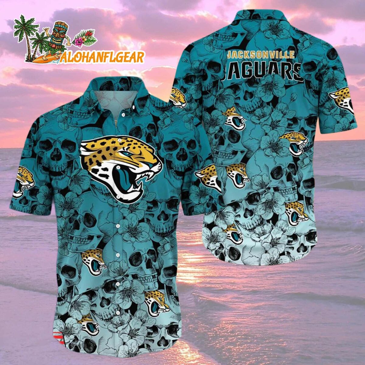 Jacksonville Jaguars Skull Pattern Aloha Hawaiian Shirt 2