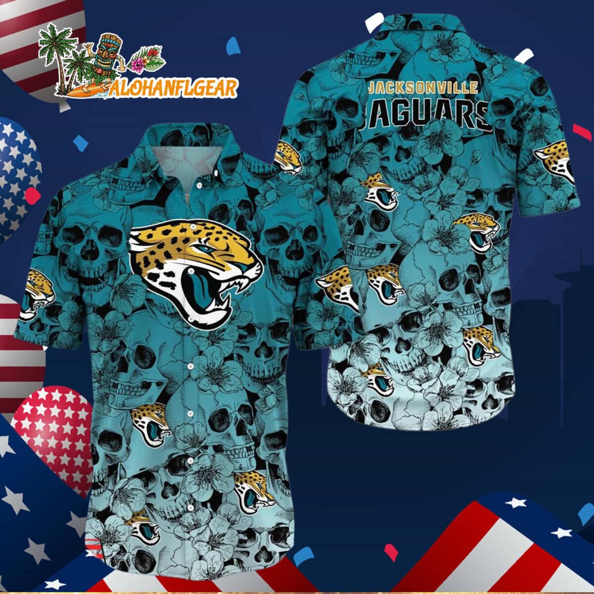 Jacksonville Jaguars Skull Pattern Aloha Hawaiian Shirt 3