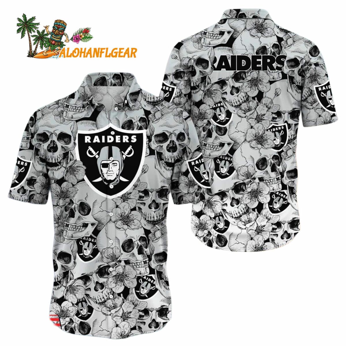 Las Vegas Raiders Skull Pattern Aloha Hawaiian Shirt 1