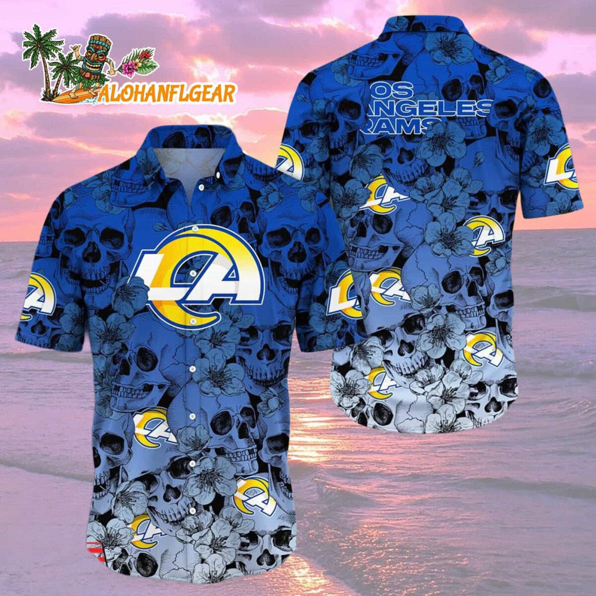 Los Angeles Rams Skull Pattern Aloha Hawaiian Shirt 2