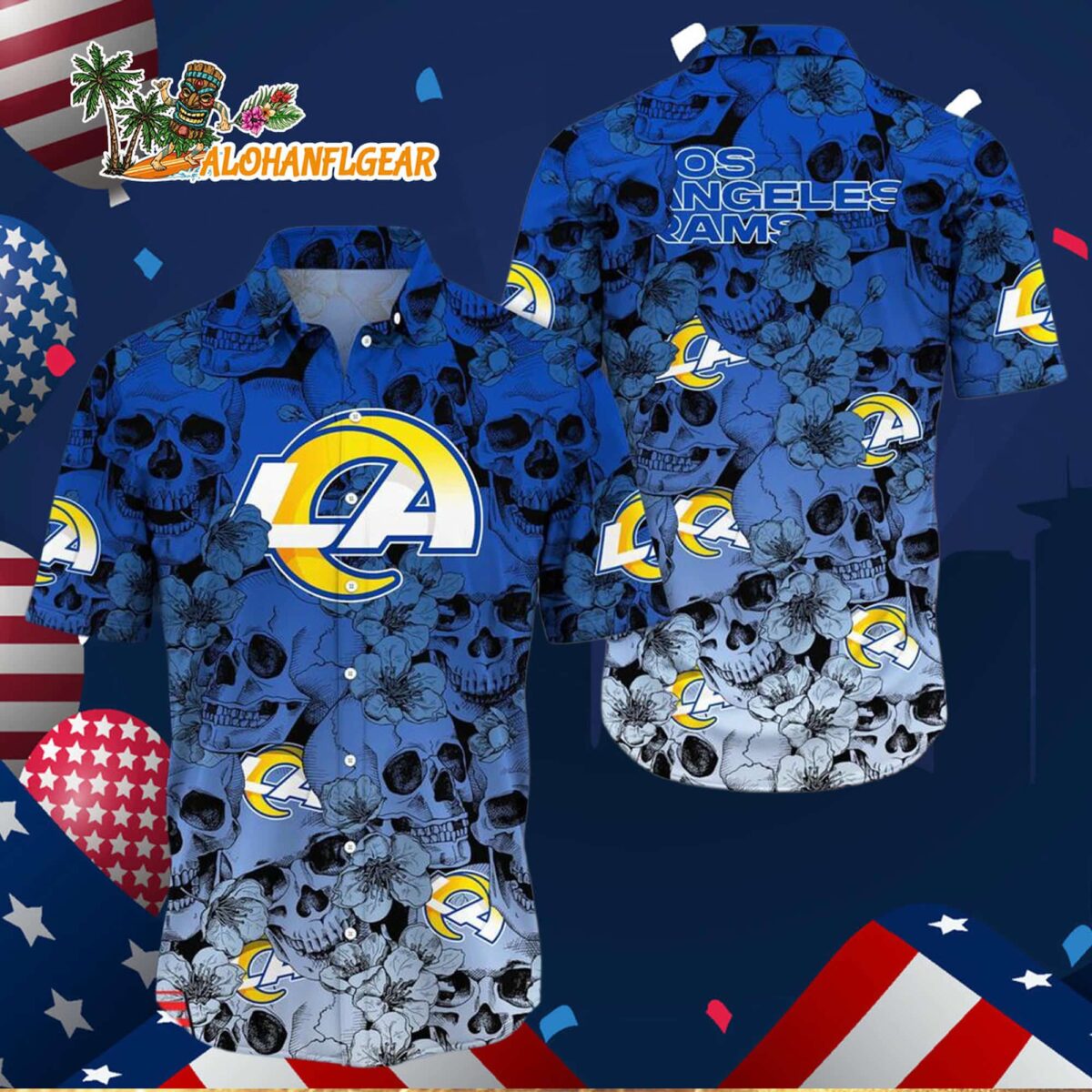 Los Angeles Rams Skull Pattern Aloha Hawaiian Shirt 3
